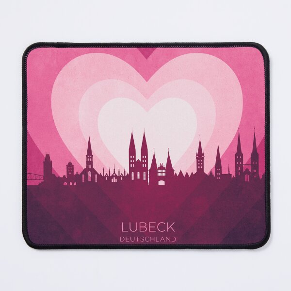 Item preview, Lubeck Germany Skyline Hearts Pink designed and sold by ArtPrints.