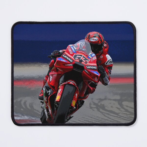 Item preview, Pecco drifting his 2025 MotoGP Motorcycle on the Circuit of the Americas abstract designed and sold by Rodissimus1984.