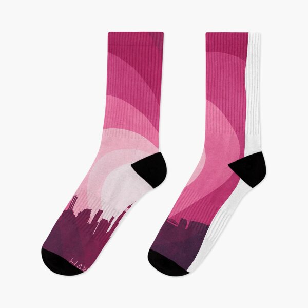 Item preview, Hamburg Germany Skyline Hearts Pink designed and sold by ArtPrints.