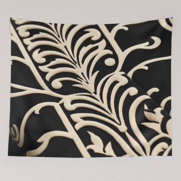Item preview, Deco Flourish in Beige and Black Botanical Scrolls designed and sold by Harmonic_Layers.