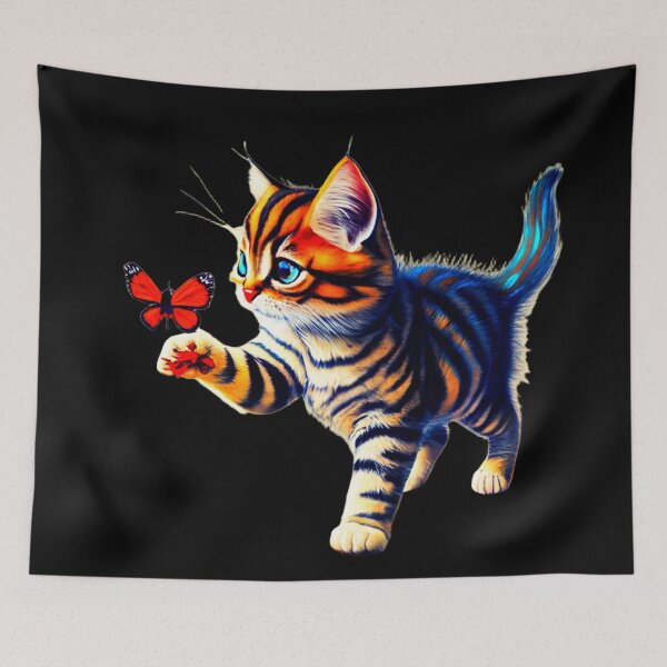 Item preview, Gatito persiguiendo una mariposa designed and sold by SteezeeStore.