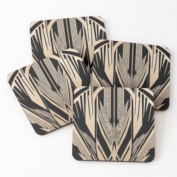 Item preview, Beige Blade Symmetry – Bold Art Deco Feather Geometry designed and sold by Harmonic_Layers.