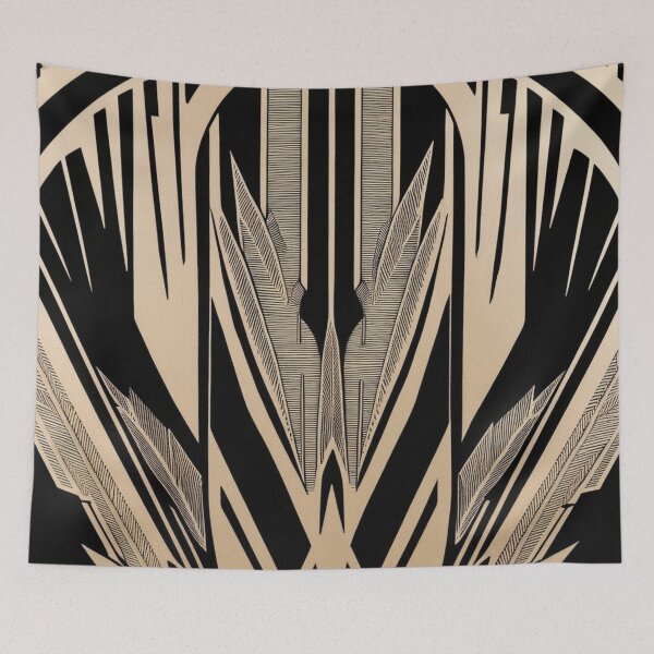 Item preview, Beige Blade Symmetry – Bold Art Deco Feather Geometry designed and sold by Harmonic_Layers.
