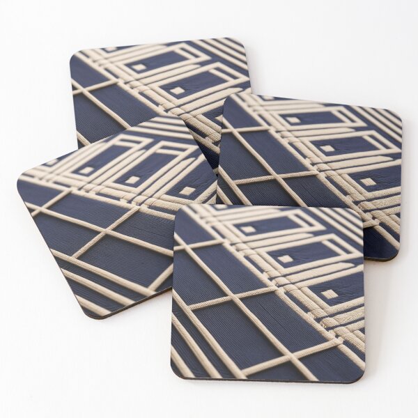 Item preview, Navy Deco Grid – Geometric Maze in Beige and Midnight Blue designed and sold by Harmonic_Layers.