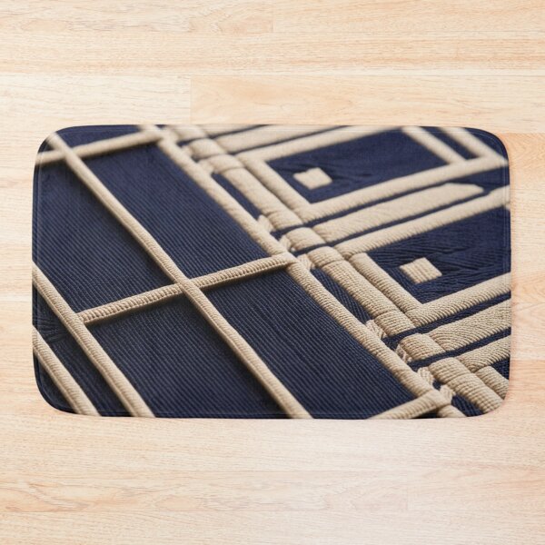 Item preview, Navy Deco Grid – Geometric Maze in Beige and Midnight Blue designed and sold by Harmonic_Layers.