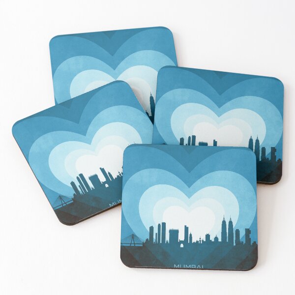 Item preview, Mumbai Skyline India Bombay Hearts Blue designed and sold by ArtPrints.