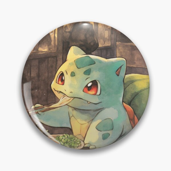 Item preview, Pokemon Ukiyo-e Print Set Bulbasaur Eating at Japanese Street Restaurant – Cute Watercolor Anime Art designed and sold by Nicodemuss.