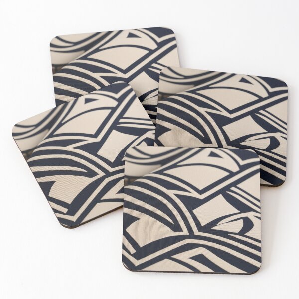 Item preview, Structured Echo – Bold Art Deco Lines in Navy & Beige designed and sold by Harmonic_Layers.