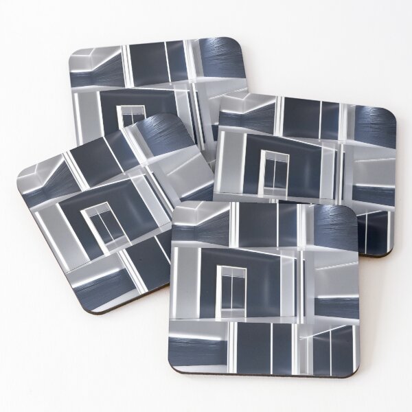 Item preview, Luminous Divide – Minimalist Architecture in Navy, White & Silver designed and sold by Harmonic_Layers.
