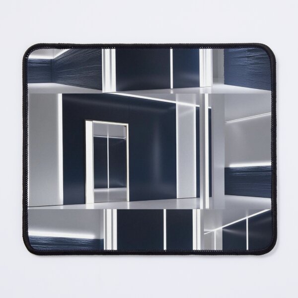 Item preview, Luminous Divide – Minimalist Architecture in Navy, White & Silver designed and sold by Harmonic_Layers.