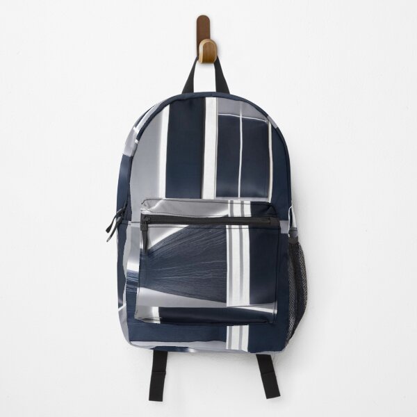 Item preview, Luminous Divide – Minimalist Architecture in Navy, White & Silver designed and sold by Harmonic_Layers.