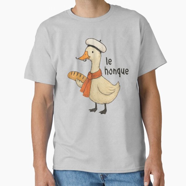 Vista previa del artículo con la obra «Le Honque – Meme de pato francés con baguette», diseñado y vendido por Aredbox.