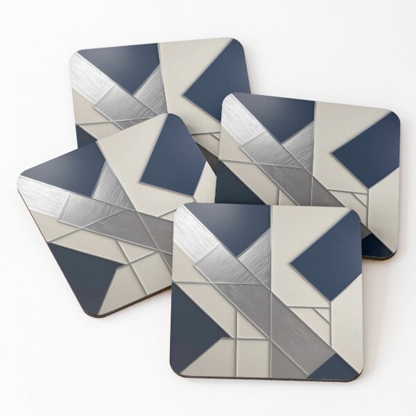 Item preview, Intersecting Angles – Modern Grid Geometry in Navy, White & Silver designed and sold by Harmonic_Layers.
