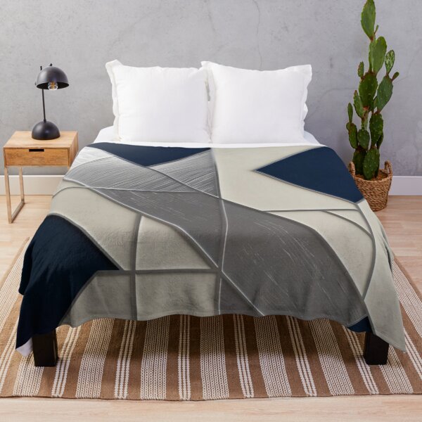 Item preview, Intersecting Angles – Modern Grid Geometry in Navy, White & Silver designed and sold by Harmonic_Layers.