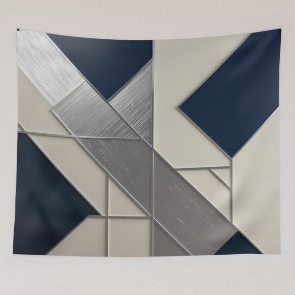 Item preview, Intersecting Angles – Modern Grid Geometry in Navy, White & Silver designed and sold by Harmonic_Layers.