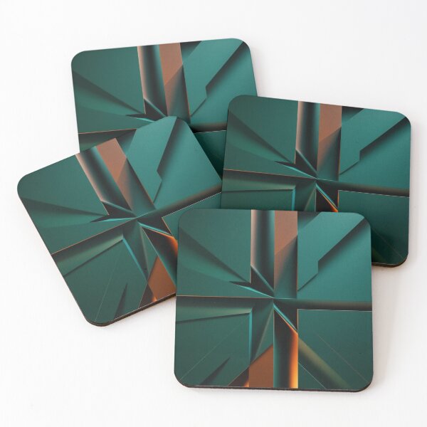 Item preview, Verdant Shards – Minimalist Forest Geometry with Ember Accents designed and sold by Harmonic_Layers.