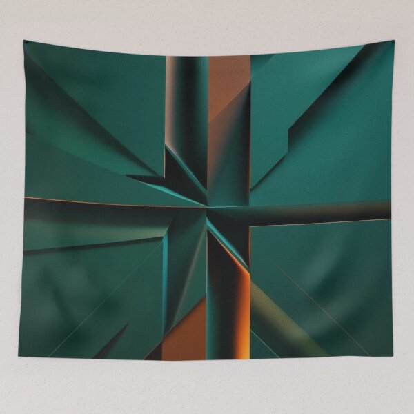 Item preview, Verdant Shards – Minimalist Forest Geometry with Ember Accents designed and sold by Harmonic_Layers.