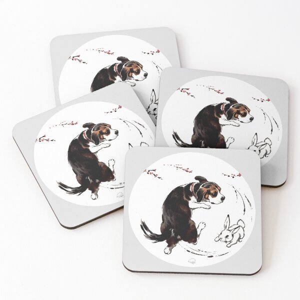 Item preview, Beagle Chasing Bunny Japanese Style Design designed and sold by allied-trades.