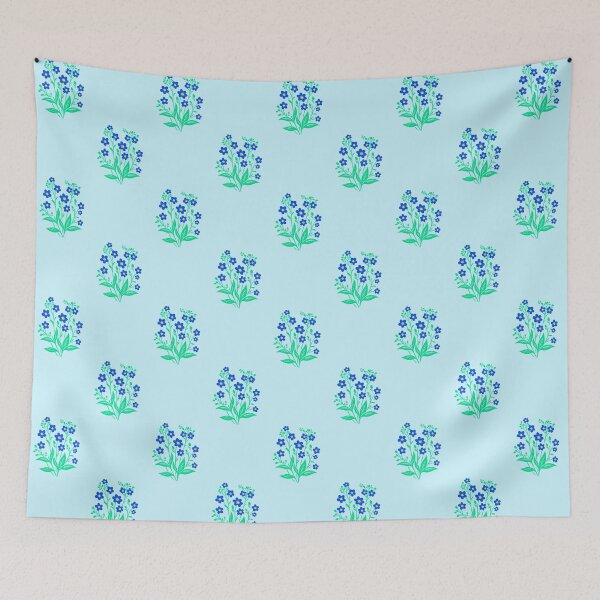 Item preview, Forget-Me-Nots Block Print Cobalt Blue designed and sold by SilverPegasus.