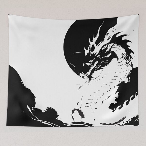 Item preview, Expressive ink texture, this dragon illustration contrasts sharp edges and soft zen tones designed and sold by zephstudoartist.
