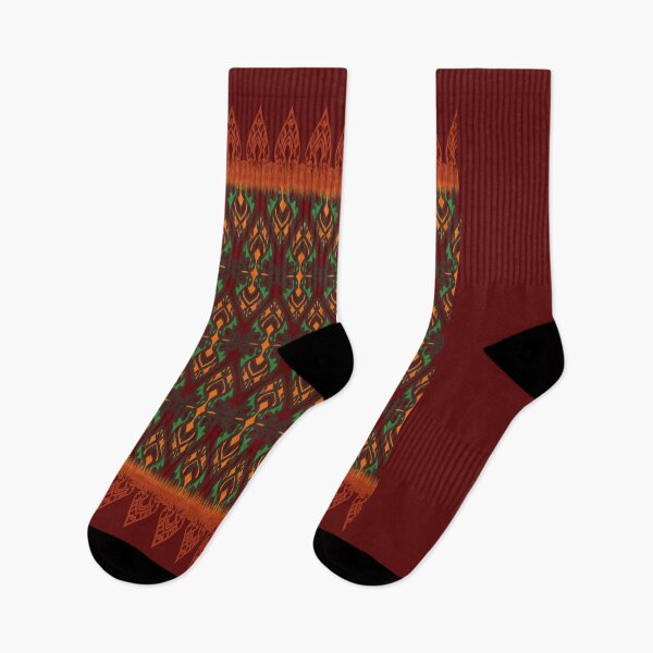 Item preview, Thai Sacred Flame Pattern – Traditional Kanok Design in Earthy Orange and Green designed and sold by Mondee Shop.