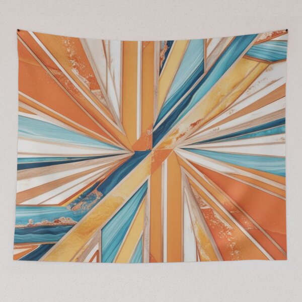 Item preview, Coastal Burst – Abstract Geometry in Sunlit Beach Tones and Ocean Blues designed and sold by Harmonic_Layers.