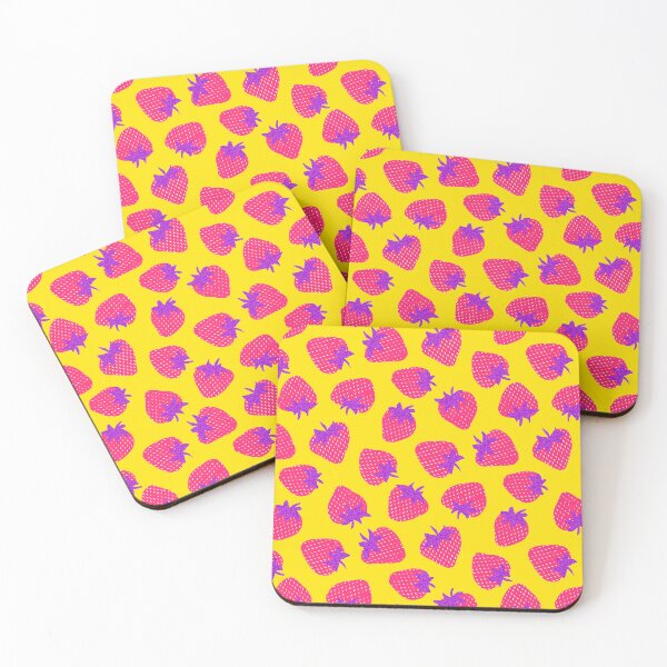 Item preview, Neon Yellow Eclectic Modern Tossed All-Over Strawberry Pattern designed and sold by Valerie Englehart.