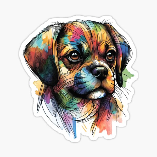 Item preview, Colorful dog. Dog breed. Puggle. designed and sold by MagelliShop.