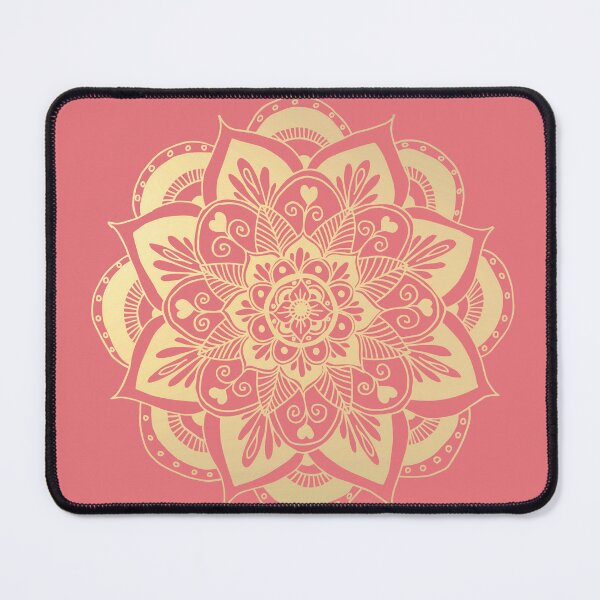 Item preview, Coral Pink and Gold Flower Mandala designed and sold by Julie Erin Designs.