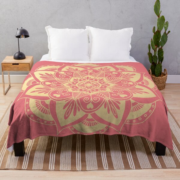 Item preview, Coral Pink and Gold Flower Mandala designed and sold by Julie Erin Designs.