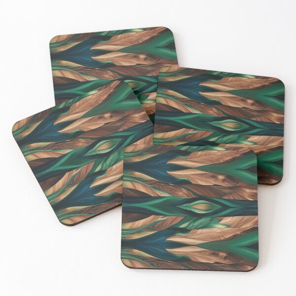 Item preview, Verdant Pulse – Abstract Feathered Pattern in Forest Hues designed and sold by Harmonic_Layers.
