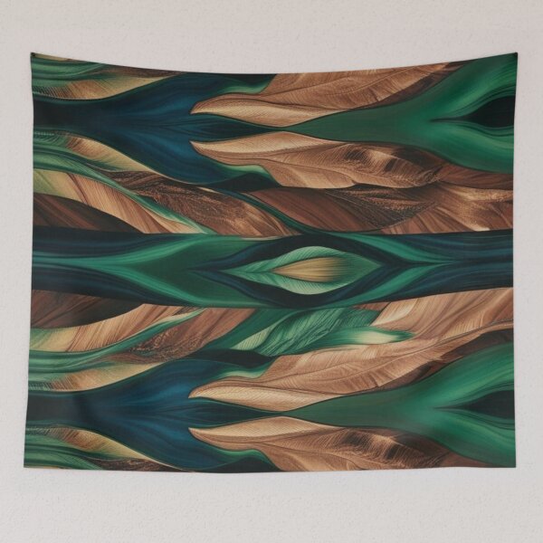Item preview, Verdant Pulse – Abstract Feathered Pattern in Forest Hues designed and sold by Harmonic_Layers.
