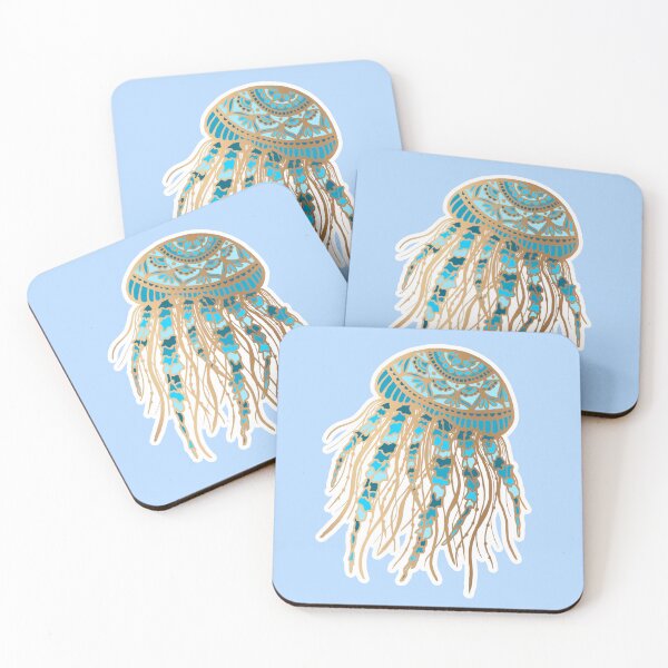 Item preview, Blue and Gold Jellyfish Mandala designed and sold by Julie Erin Designs.