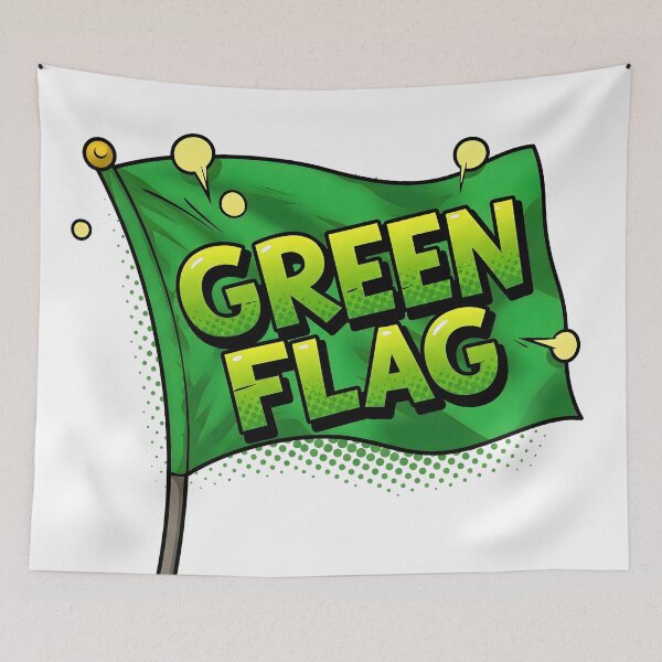 Item preview, Green Flag Cartoon Good Sign designed and sold by Ink & Quip.