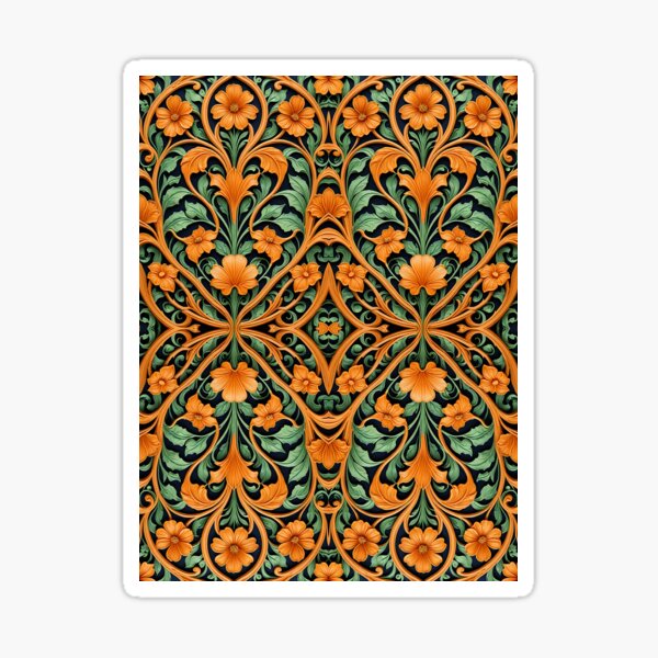 Item preview, Art Nouveau Orange Floral Pattern designed and sold by TheLemonPrince.