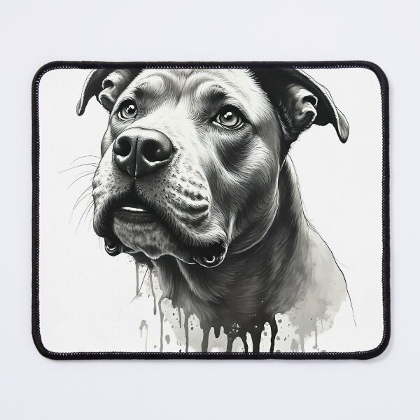 Item preview, “Gentle Look – Portrait of a Pit Bull in Black and White” designed and sold by Sascha-Heiko.