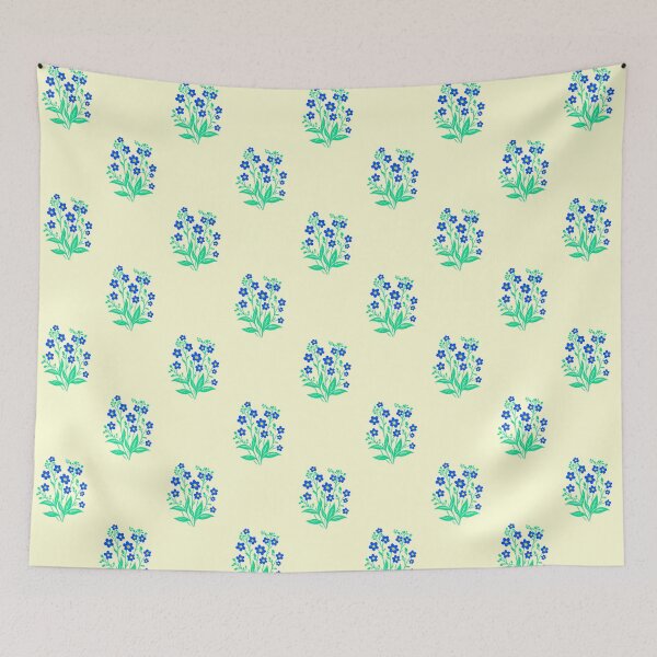 Item preview, Forget-Me-Nots Block Print Yellow and Blue designed and sold by SilverPegasus.