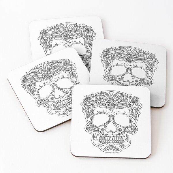 Item preview, Cinco de Mayo Skull Outline Black and White Coloring Page designed and sold by chuckletuckle.