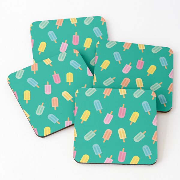 Item preview, Colorful summer design with pastel popsicles and turquoise background designed and sold by StudioPippinDesigns.