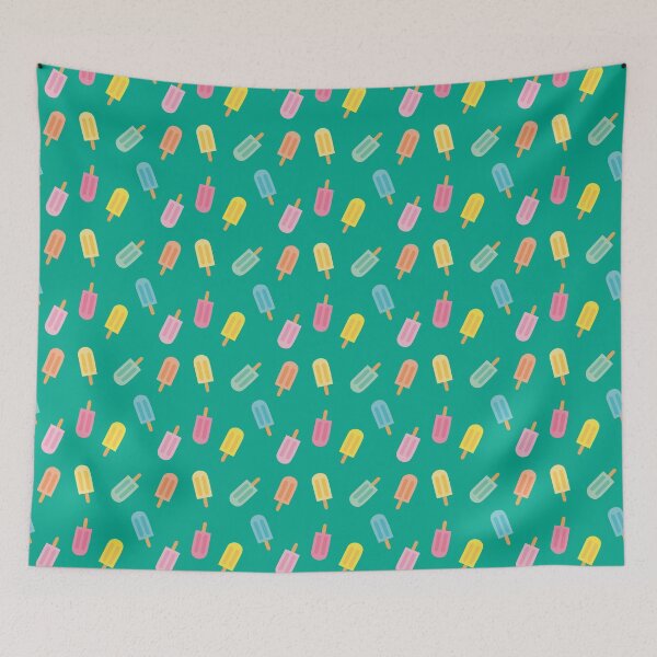 Item preview, Colorful summer design with pastel popsicles and turquoise background designed and sold by StudioPippinDesigns.