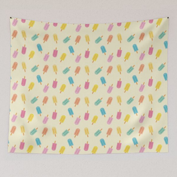 Item preview, Colorful summer design with pastel popsicles and soft yellow background designed and sold by StudioPippinDesigns.