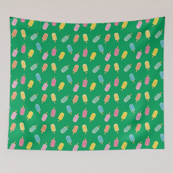 Item preview, Colorful summer design with pastel popsicles and green background designed and sold by StudioPippinDesigns.