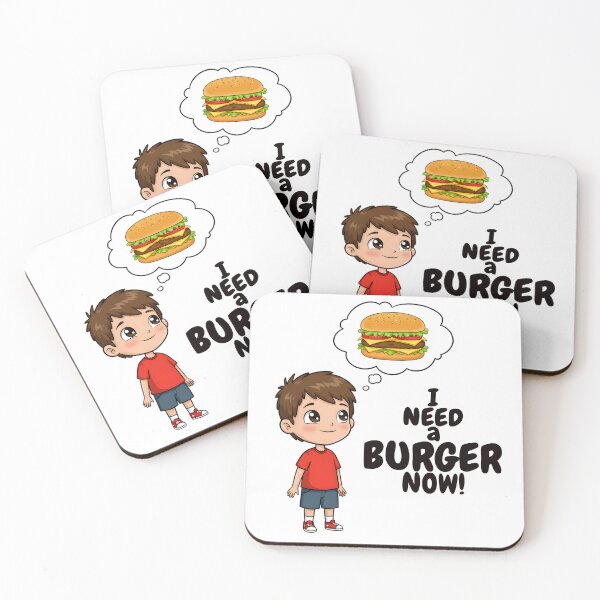 Item preview, Cute Cartoon Boy Craving a Delicious Burger Illustration designed and sold by Unlimited-Style.