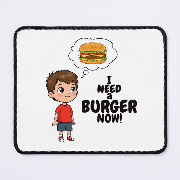 Item preview, Cute Cartoon Boy Craving a Delicious Burger Illustration designed and sold by Unlimited-Style.