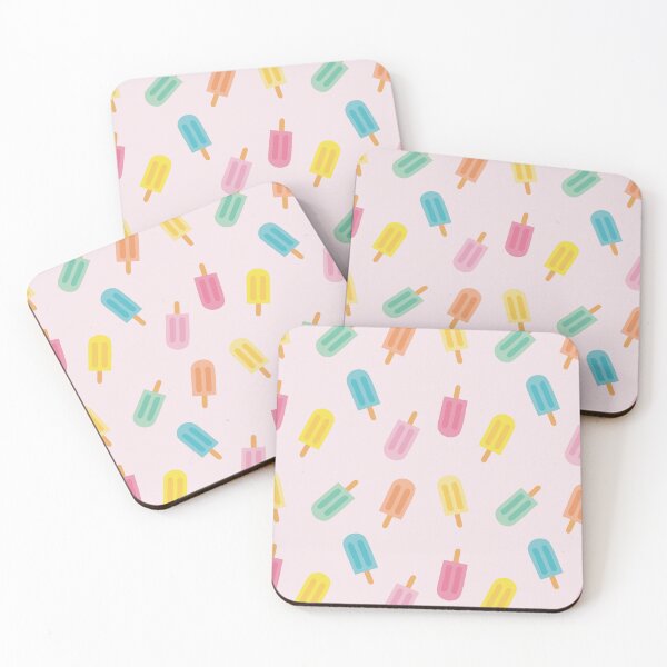 Item preview, Colorful summer design with pastel popsicles and soft pink background designed and sold by StudioPippinDesigns.