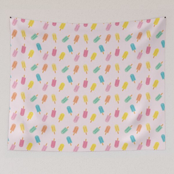 Item preview, Colorful summer design with pastel popsicles and soft pink background designed and sold by StudioPippinDesigns.