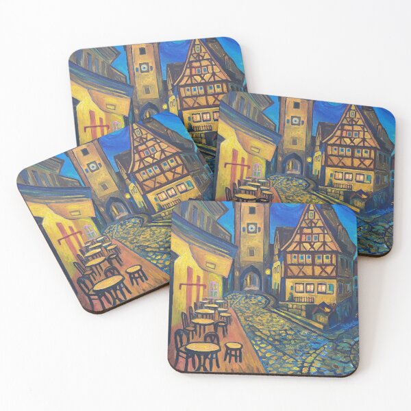 Item preview, Night Cafe in Rothenburg Tauber Germany with Stars designed and sold by artshop77.