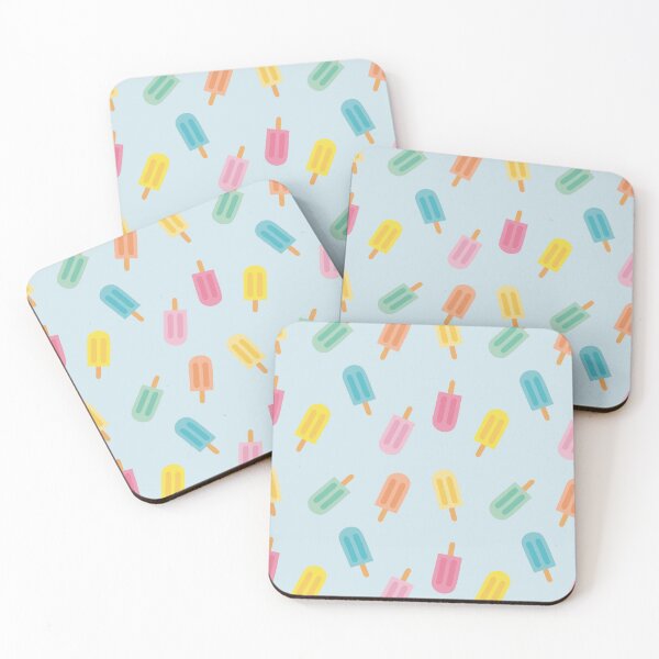 Item preview, Colorful summer design with pastel popsicles and soft blue background designed and sold by StudioPippinDesigns.
