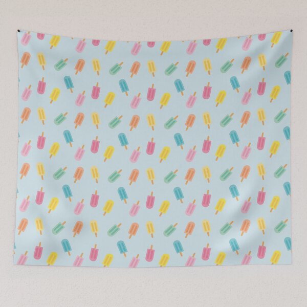 Item preview, Colorful summer design with pastel popsicles and soft blue background designed and sold by StudioPippinDesigns.