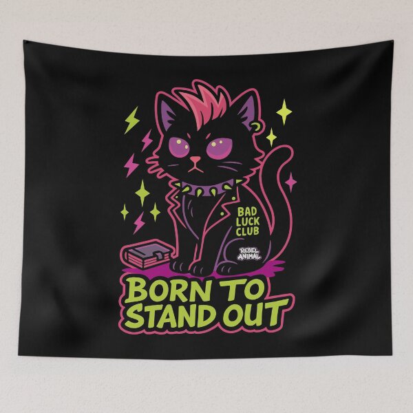 Item preview, Born to Stand Out - Punk Black Cat with Attitude designed and sold by Rebel Animal.